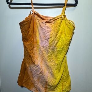 Vibrant Strappy Tank Top in Orange and Yellow